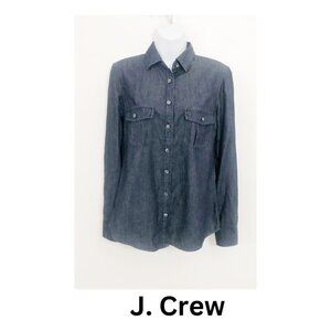 J. Crew Women The Perfect Shirt Size XS Denim Button Down Tab Sleeves